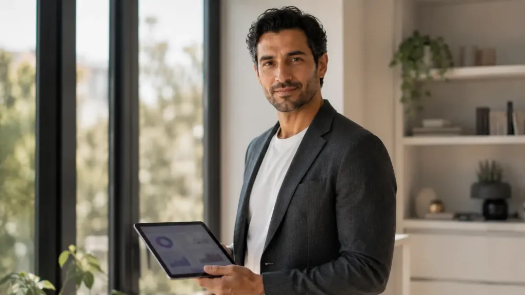 Lumyciel — entrepreneur confiant évaluant sa visibilité au-delà du clic dans un monde de recherche zero-click